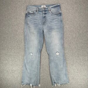 Pistola High Rise Flare Jeans Light Wash Distressed Raw Hem P00016088SJ 28